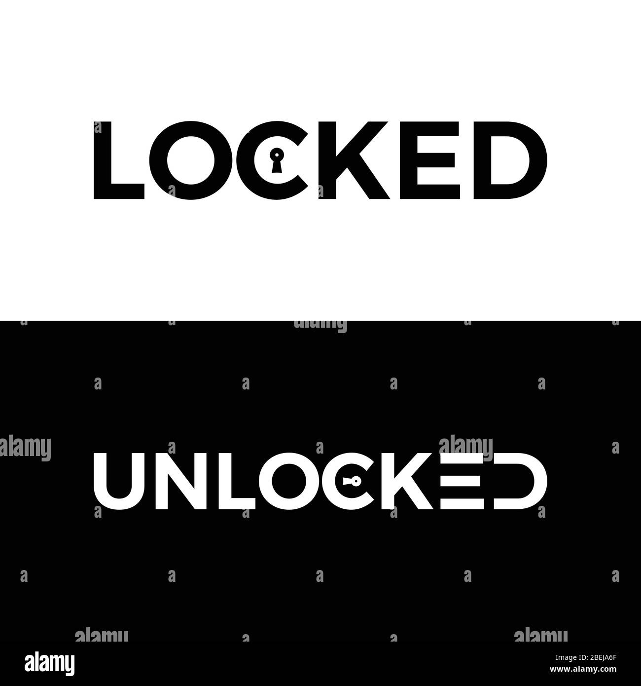 Gesperrt & Entsperrt Typografie Word Letter Logo Design Vektorvorlage. Gesperrtes Und Entsperrtes Word-Logo Für Business Typography Design Stock Vektor