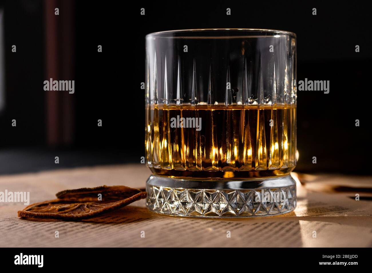 Ein Glas reinen Roggenwhiskey Stockfoto