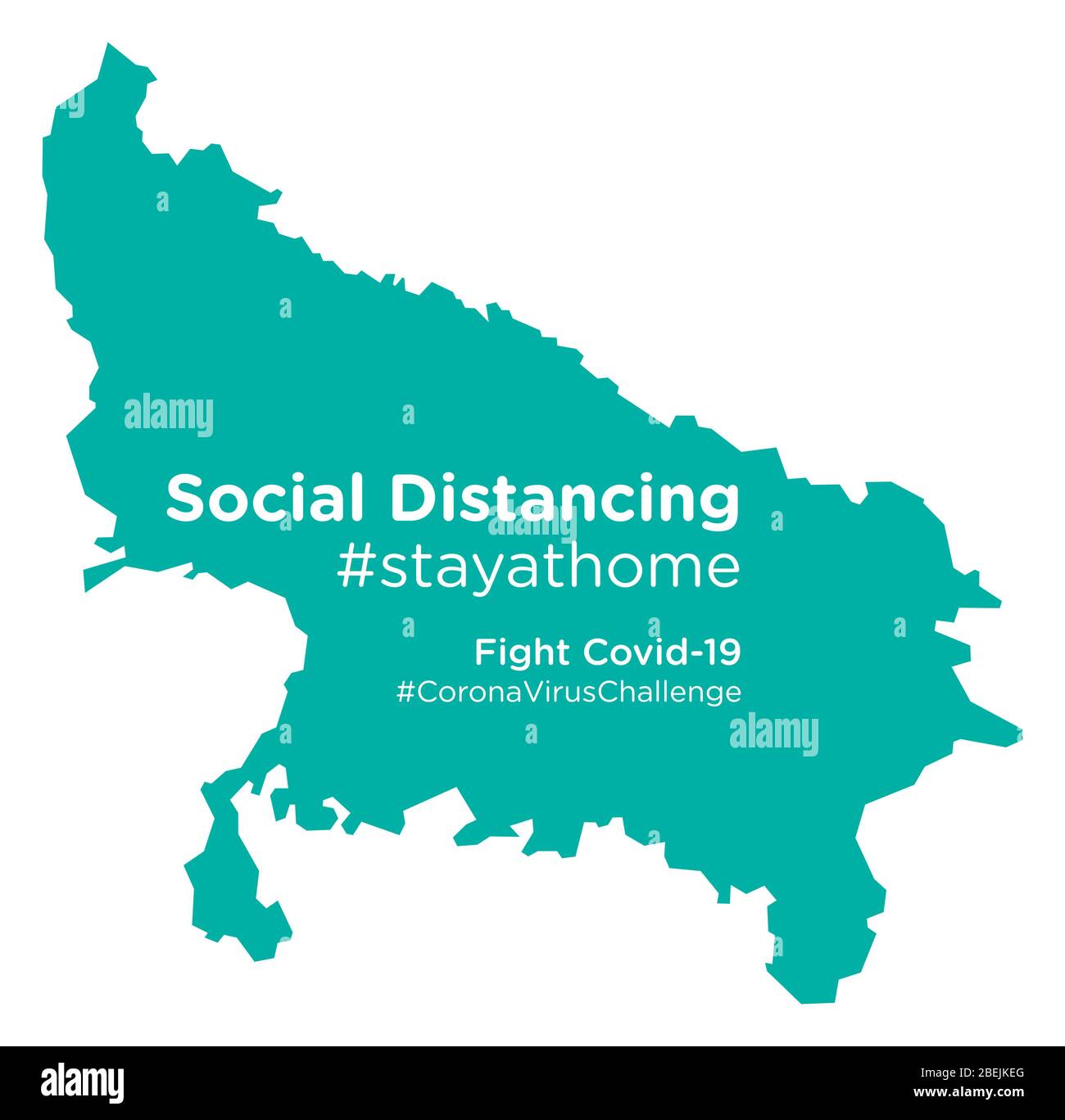 Uttar Pradesh Karte mit Social Distancing Stayathome Tag Stock Vektor
