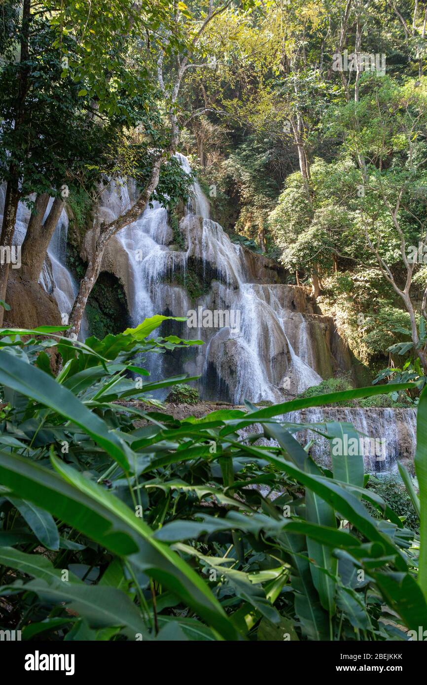 Die Wasserfälle Von Kuang Si Stockfoto