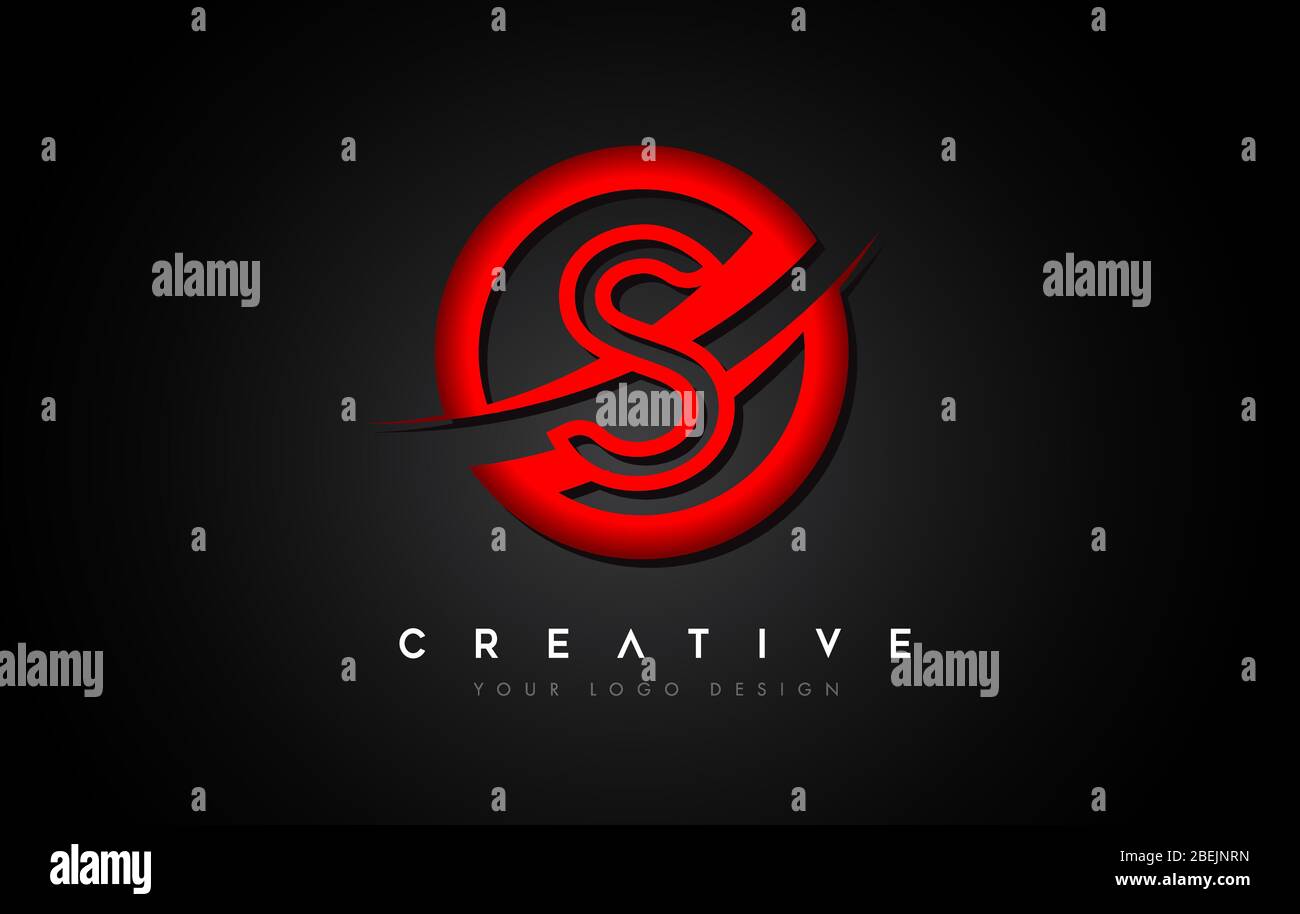 Letter S Logo mit Red Circle Swoosh Design. Kreative Großbuchstaben Design Vektor Illustration. Stock Vektor