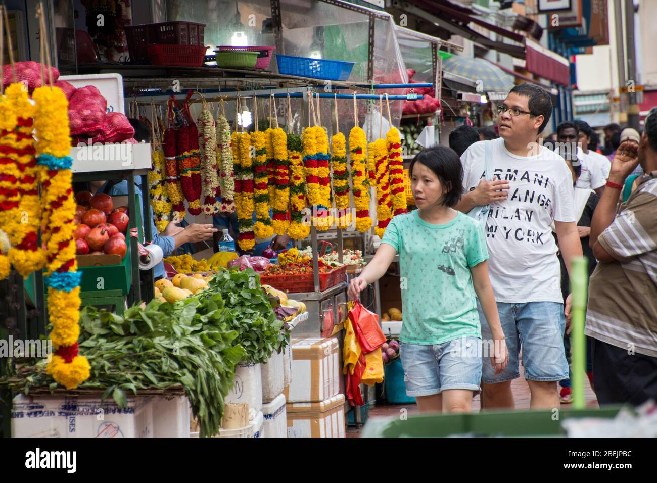 Wanderarbeiter in Little india Street singapur, singapur, Little india singapur, buntes kleines indien, indische Migranten singapur, Wandgemälde Stockfoto