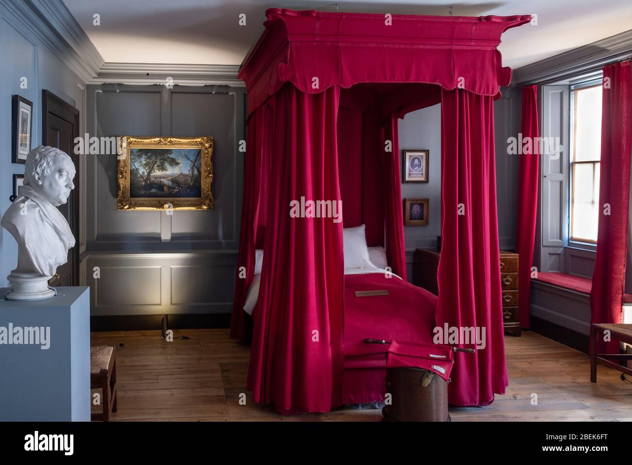 Das Schlafzimmer des Komponisten Georg Friedrich Händel. Großbritannien, England, London, Händel und Hendrix House Museum. Stockfoto