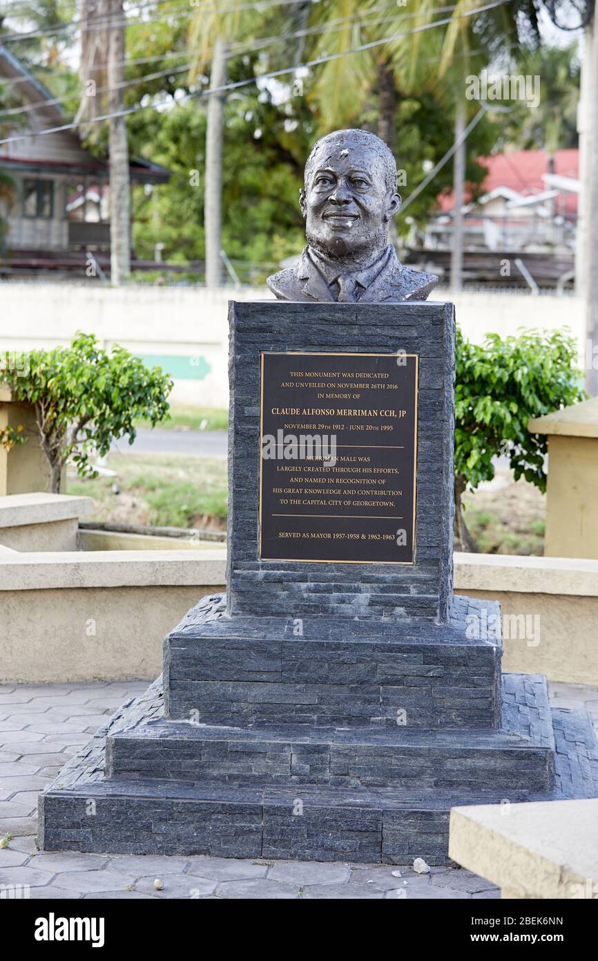 Claude Alphonso Merriman Büste Statue in Georgetown Guyana, Südamerika Stockfoto