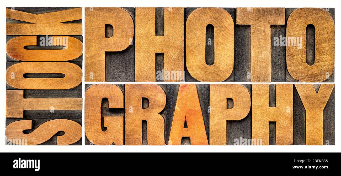 Stock Photography - isolierte Wort abstrakt in Vintage Buchdruck Holzart Stockfoto