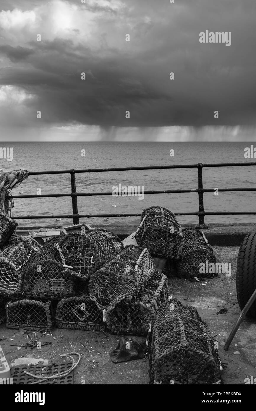 Sturm auf See, von Filey. Stockfoto