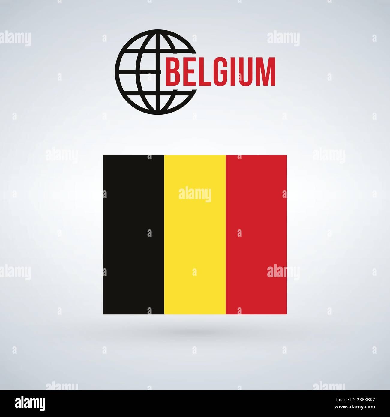 Belgien Flagge, Vektor-Illustration isoliert auf modernem Hintergrund mit Schatten. Stock Vektor