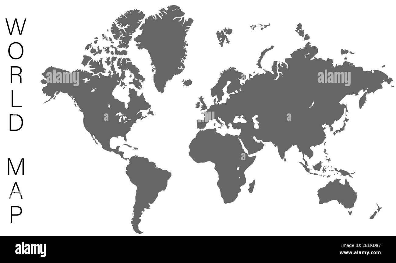 Graue leere Weltkarte. Länder und Kontinente. Stock Vektor