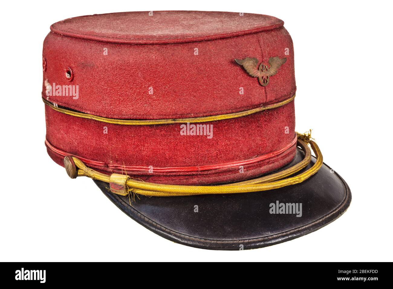 Vintage Zugbegleiter Kappe isoliert auf einem weißen Hintergrund Stockfoto