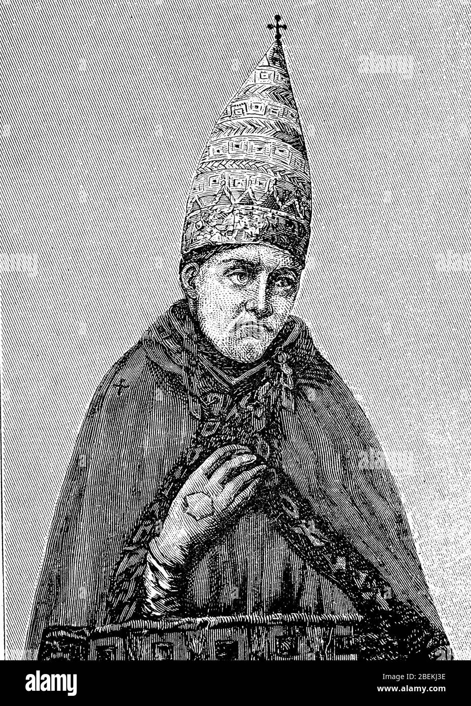 Bonifaz VIII., 1235 - 1303, geboren als Benedetto Caetani, war von 1294 bis 1303 Papst, hier bei der Proklamation des Ablasshandels im Lateran 1300 / Bonifatius VIII., 1235 - 1303, geboren als Benedetto Caetani, war Papst von 1294 bis 1303, Hier bei der Verkündung des Ablaßhandels im Lateran im Jahre 1300, Historisch, digital verbesserte Reproduktion eines Originals aus dem 19. Jahrhundert / Digitale Reproduktion einer Originalvorlage aus dem 19. Jahrhundert Stockfoto