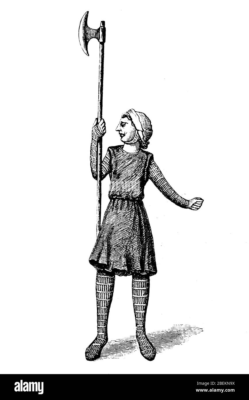 Angelsächsischer Krieger des 9. Jahrhunderts, England / Angelsächsischer Krieger des 9. Jahrhundert, England, historisch, digital verbesserte Reproduktion eines Originals aus dem 19. Jahrhundert / Digitale Reproduktion einer Originalvorlage aus dem 19. Jahrhundert Stockfoto