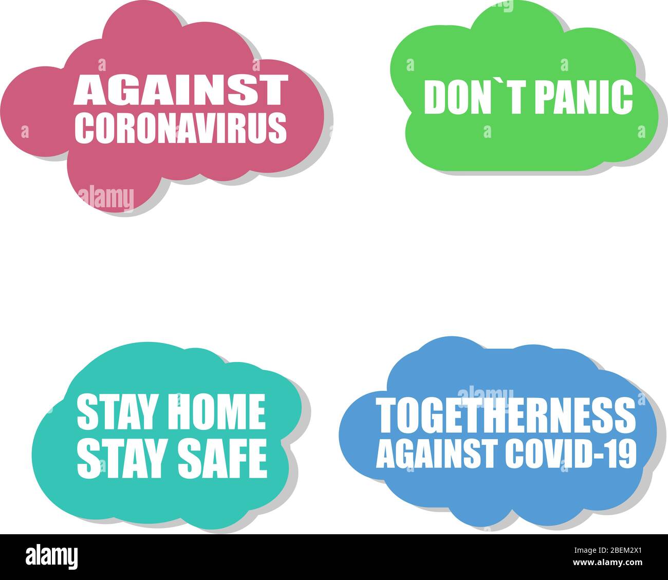 Gegen Coronavirus-Symbol. COVID-19-Symbol. Pandemie. Gegenüber COVID 19. Zuhause Bleiben Sicher Bleiben. Schild isoliert auf weißem Hintergrund Stockfoto