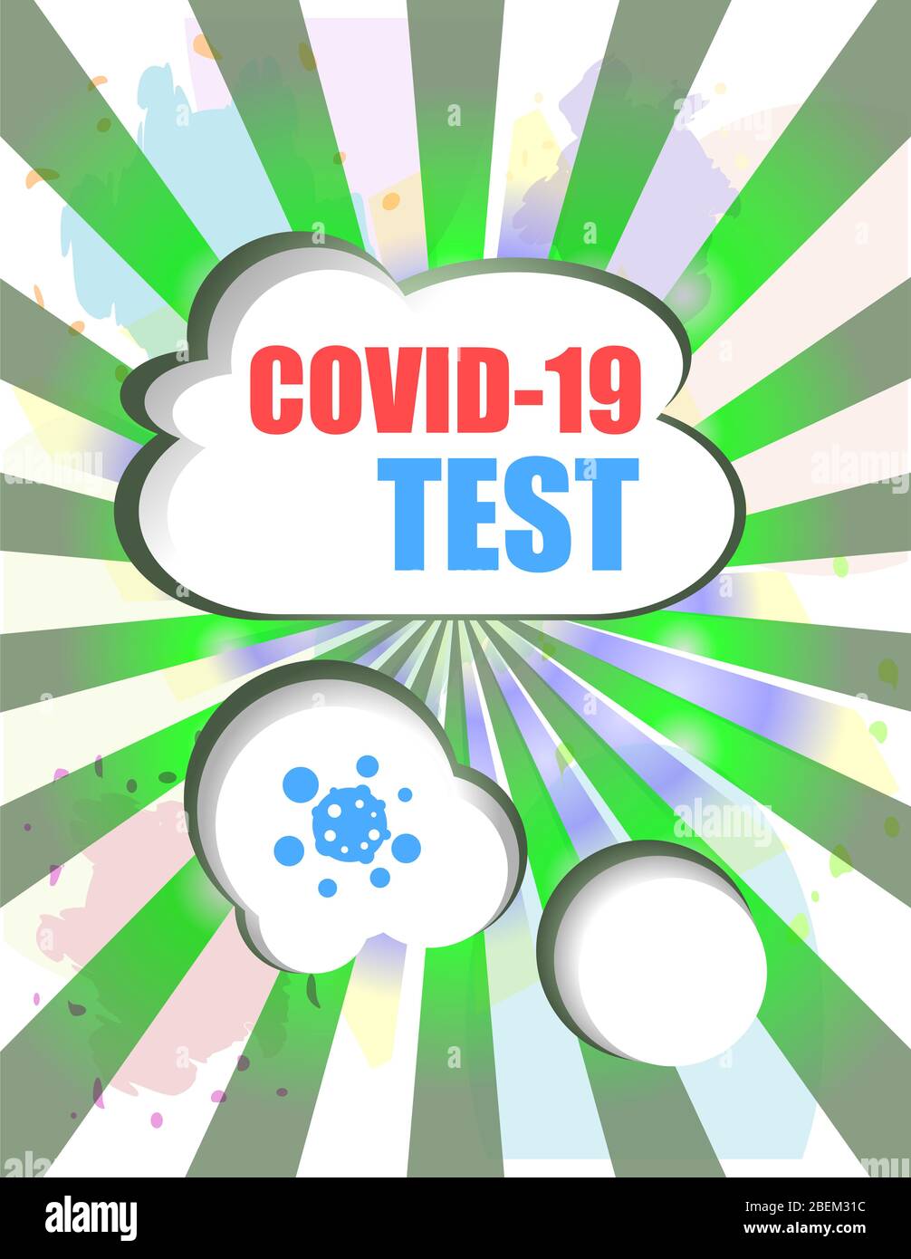 Covid-19-Test. Schild Achtung Coronavirus Covid-19. Pandemisches medizinisches Konzept Stockfoto