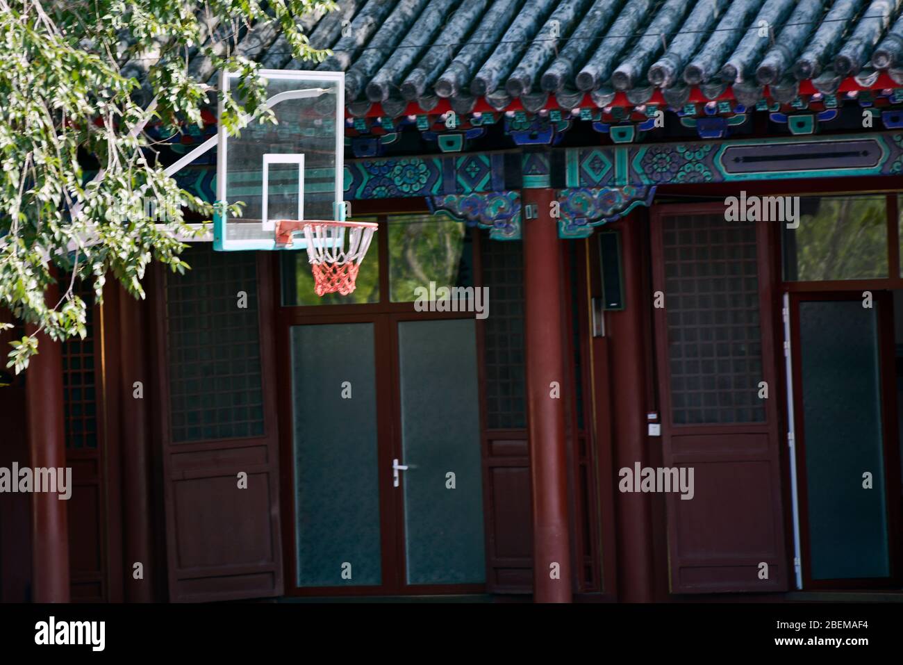 Basketballplatz in der Verbotenen Stadt. Peking, China Stockfoto