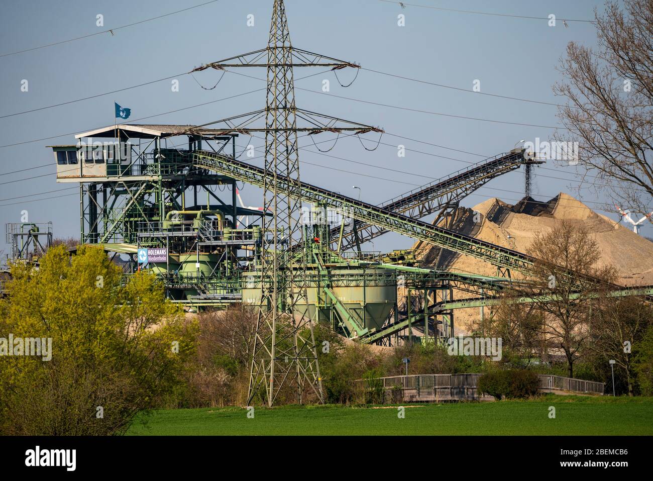 Holemans Schotteranlage, bei Rees, Kies- und Sandabbau am Niederrhein, Deutschland, Stockfoto