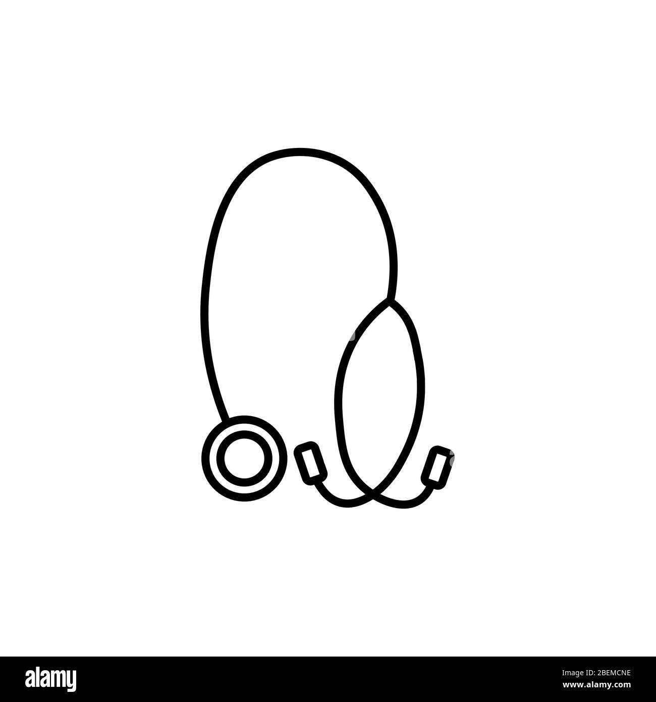 Stethoskop für medizinische Geräte. Schwarze Umrandung auf weißem Hintergrund. Flache Vektorgrafik kann in Grußkarten, Postern, Flyern, banne verwendet werden Stock Vektor