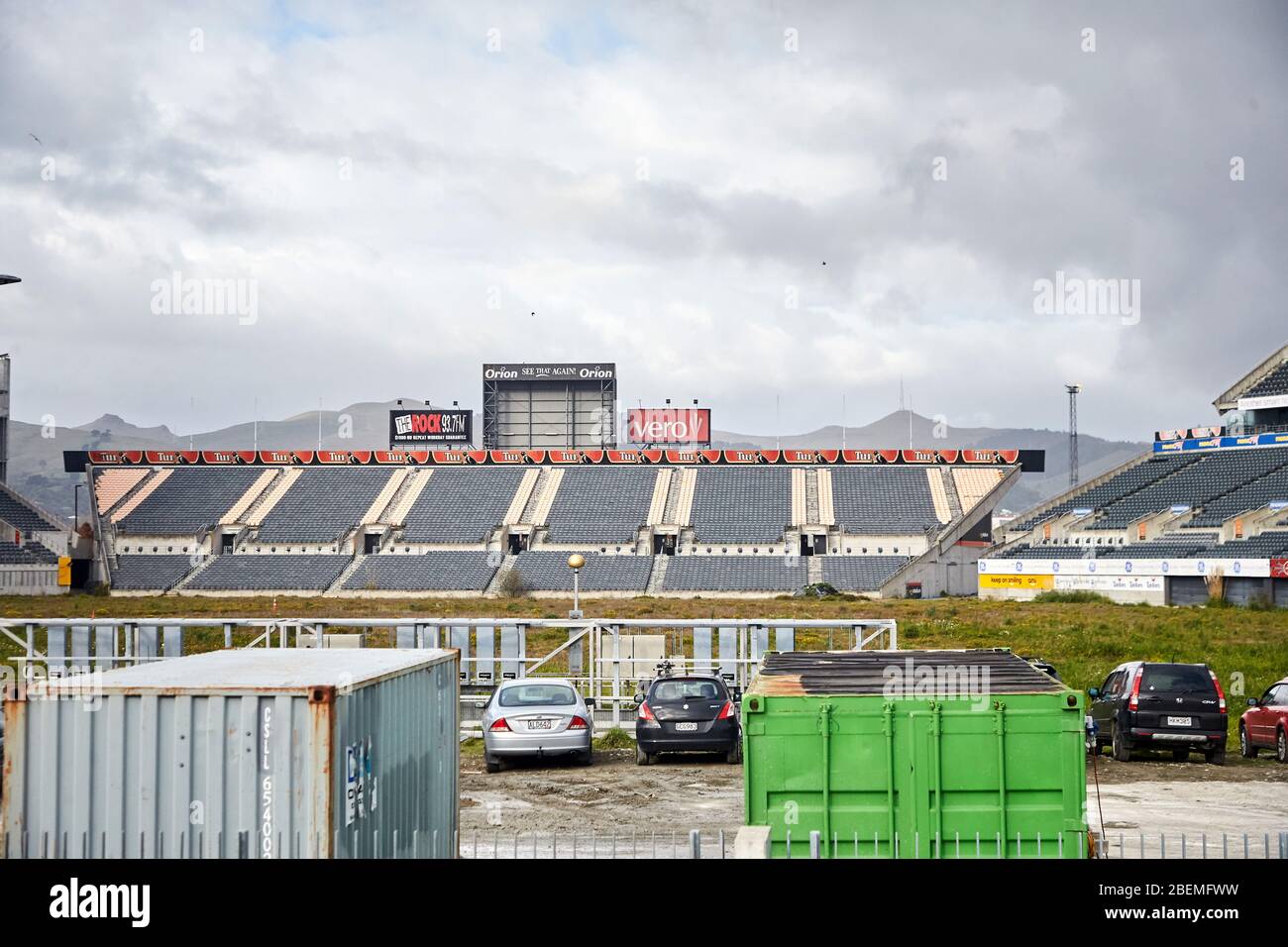 Christchurch, Neuseeland - 10. Jun 2017: Lancaster Park, Christchurch Rugby Ground. Es erlitt während der Christchim Februar 2011 erhebliche Schäden Stockfoto