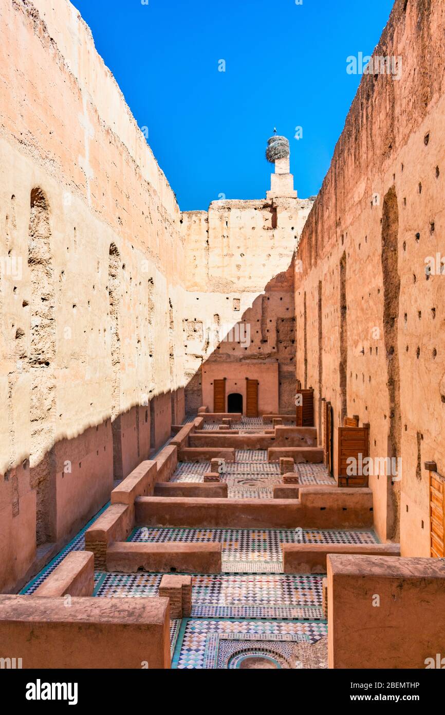 Vorplatz Ruinen am El Badi Palast in Marrakesch Marokko Stockfoto