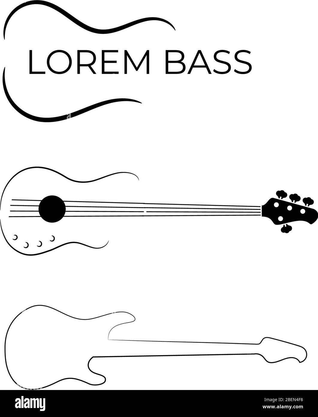 Logo Design über Bass-Gitarre Spieler Konzept mit Bass Illustration in Vektor Stock Vektor