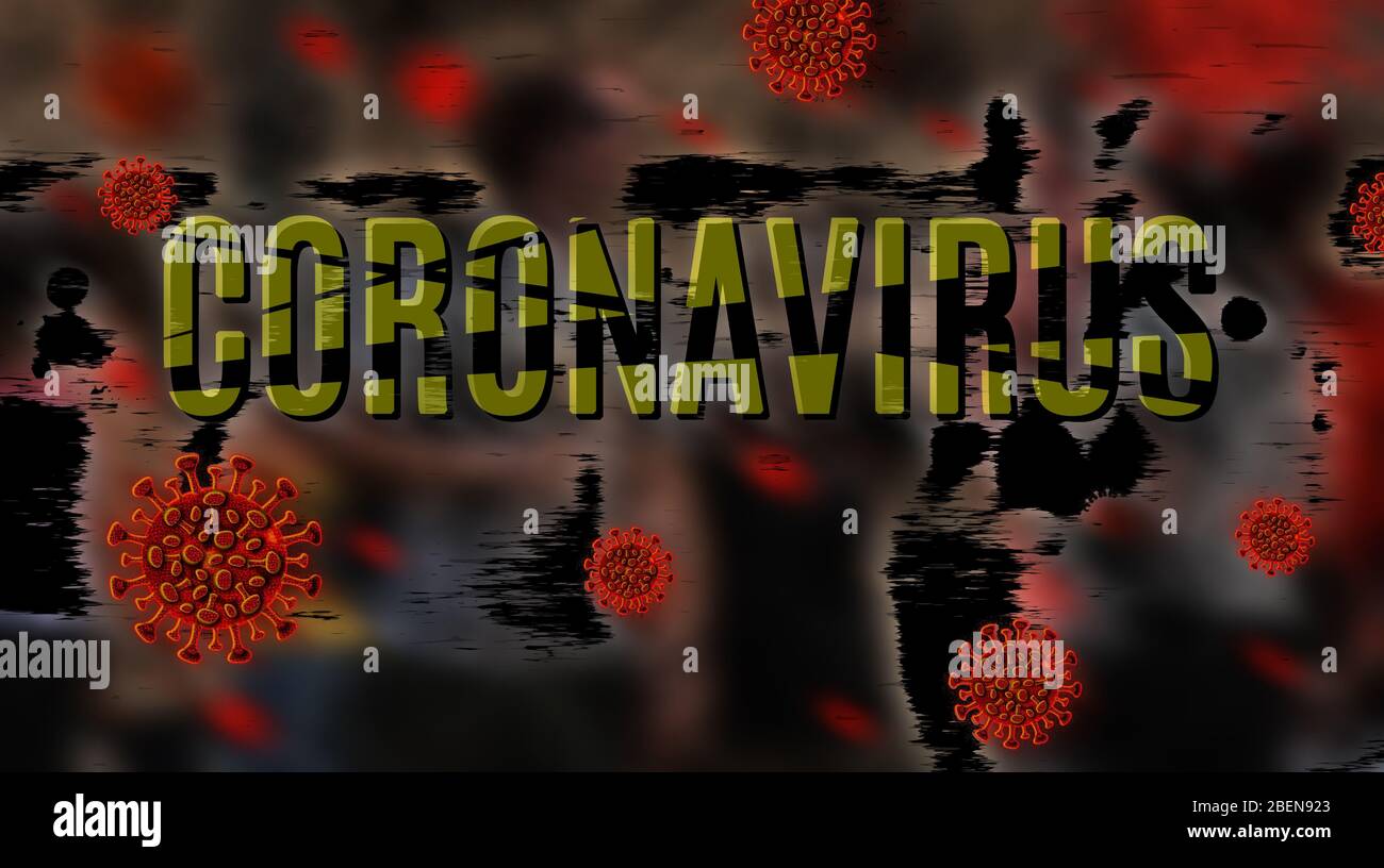 Coronavirus covid-19 konzeptionelle Illustration mit abstraktem Hintergrund Stockfoto