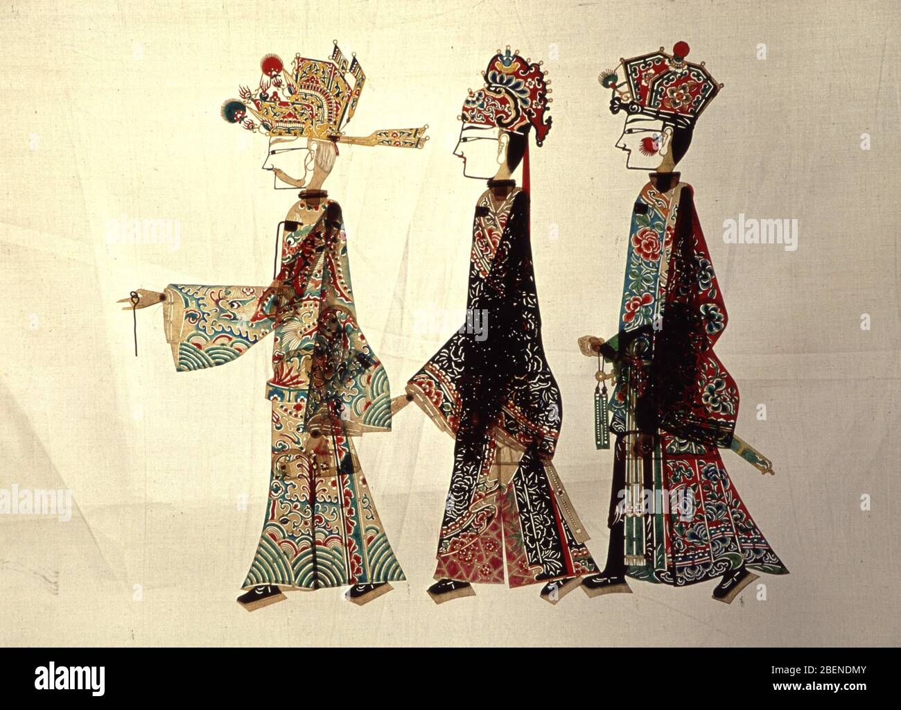 Taoistische Schattenfiguren, gesammelt von Li Yangfeng Huan County Gansu Stockfoto