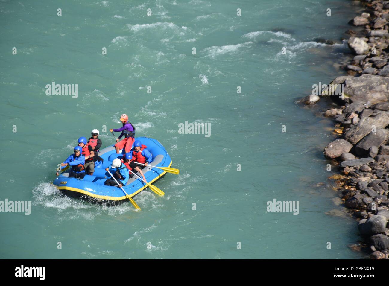 Rafting auf dem Tsang Chu Fluss (auch bekannt als Po Chu), Punakha, Bhutan Stockfoto