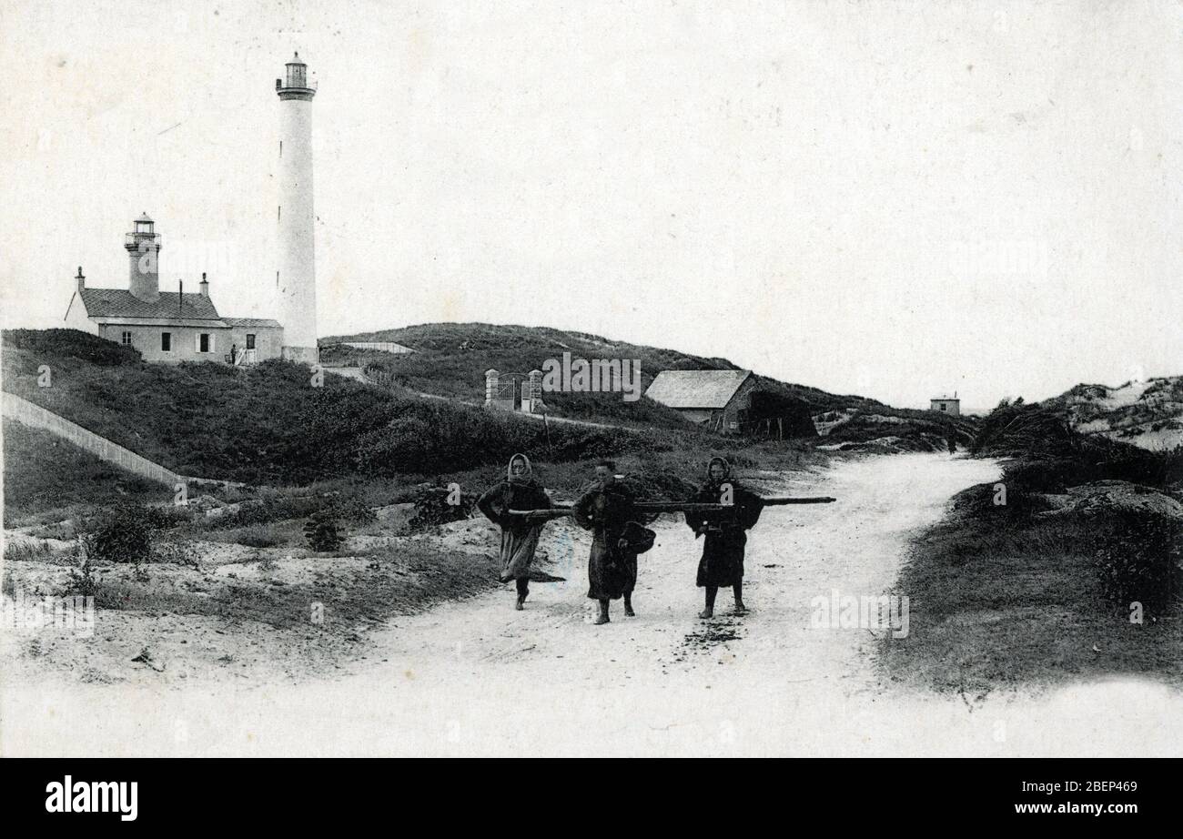 Vue du phare de Berck-Plage (Berck) Pas de calais (Pas-de-calais) Carte postale 1920 Collection privee Stockfoto