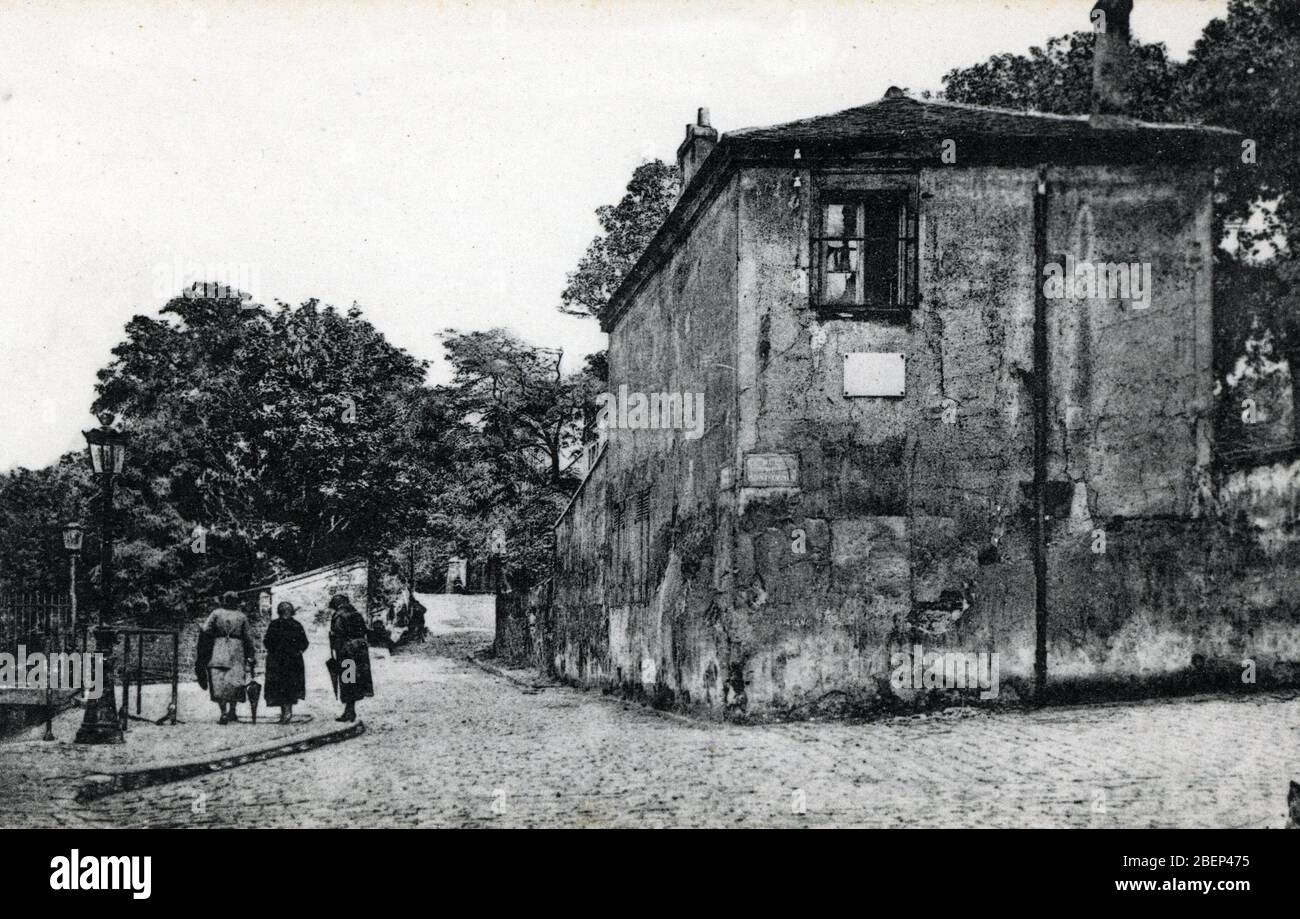 'Vue de la maison du compositeur Hector Berlioz (1803-1869) dans la rue saint Vincent, Vieux Montmartre, Paris' (Blick auf das Haus von Hector Berlioz i. Stockfoto