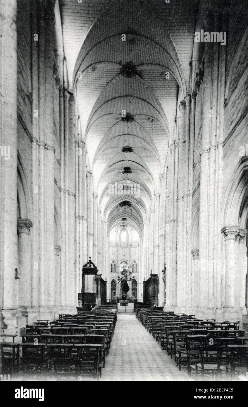 Vue de la nef de l'eglise de l'ancienne abbaye de Saint Germer (Saint-Germer) (Saint-Germer-de-Fly) dans l'Oise, Picardie (Innenansicht von Saint-Germ Stockfoto