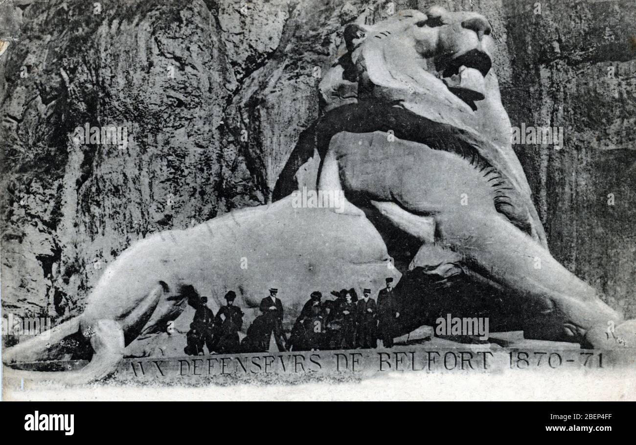 Vue du Lion de Belfort de l'architecte Auguste Bartholdi (1834-1904) Territoire de Belfort carte postale 1910 environ Collection privee Stockfoto