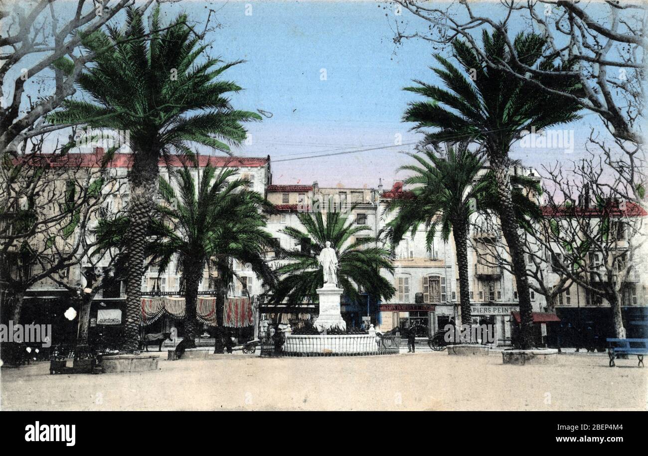Vue de la Place de la Statue de Lord Brougham rue Felix faure a Cannes, Alpes Maritimes Carte postale Collection privee Stockfoto