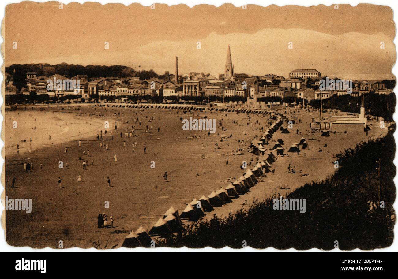 Vue sur la Plage de la Grande conche (Grande-conche) a Royan en Charente-maritime Carte postale dentelee 1910 enviro Collection privee Stockfoto