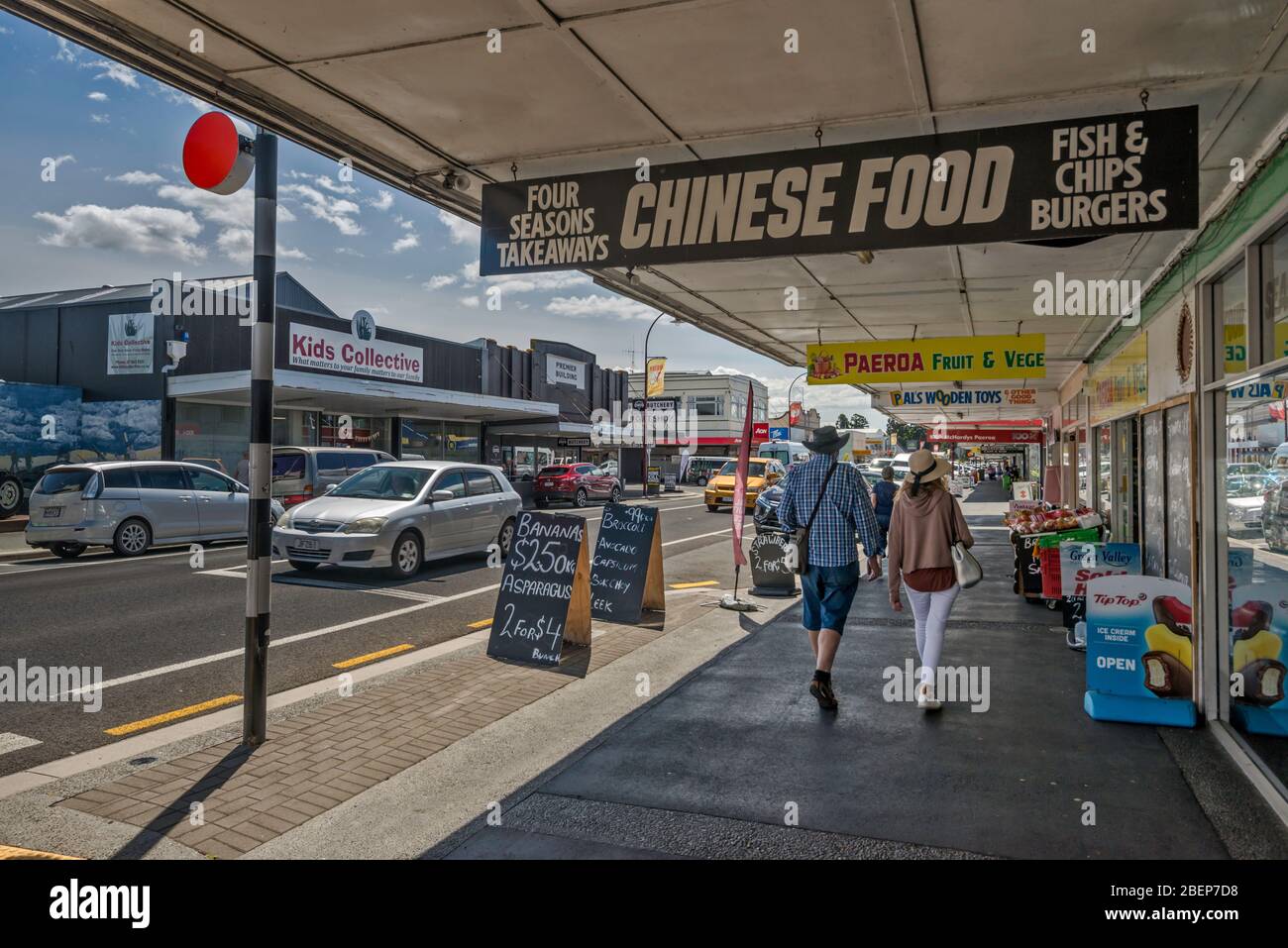 Einkaufspassage, Belmont Road in Paeroa, Waikato Region, North Island, Neuseeland Stockfoto