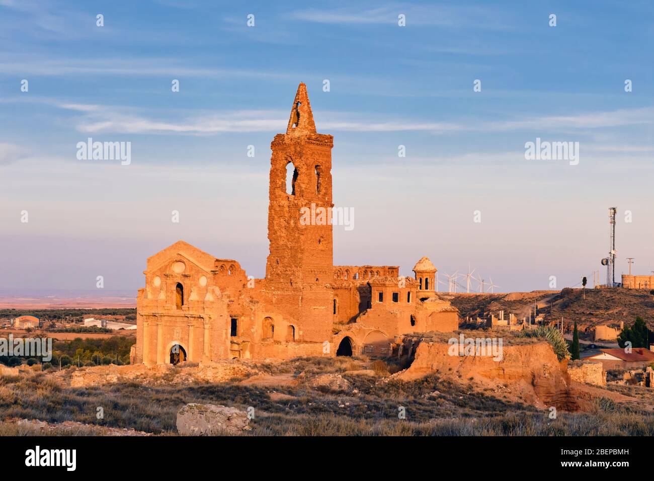 Ruinen von Belchite, Provinz Zaragoza, Aragon, Spanien. Die Stadt wurde in der Schlacht von Belchite 24. August bis 7. September, 1937 zerstört, während der Überspannung Stockfoto