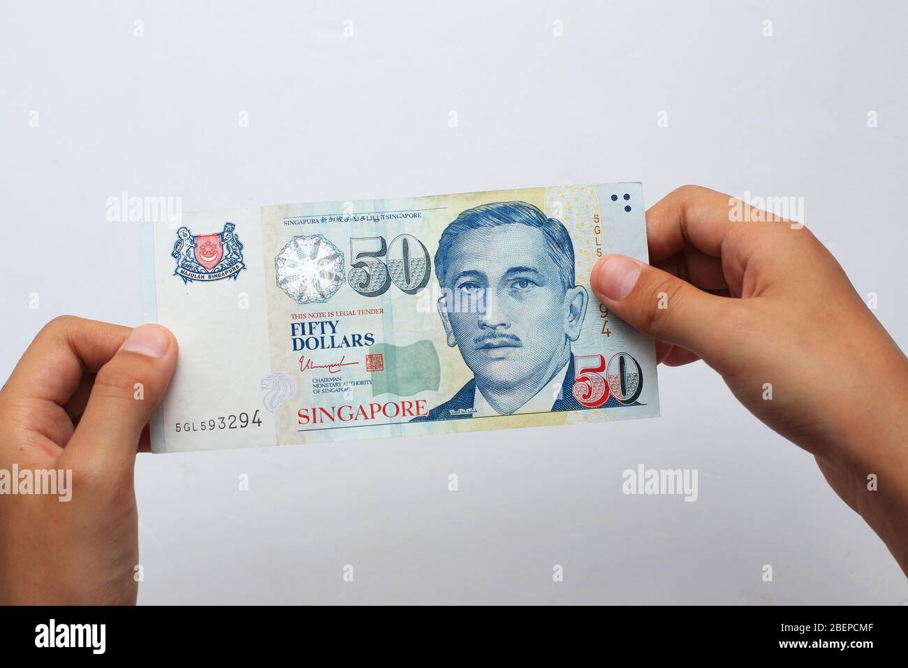 STOCK FOTO: Fünfzig Singapur-Dollar, 50 Singapur-Währungsschein Stockfoto