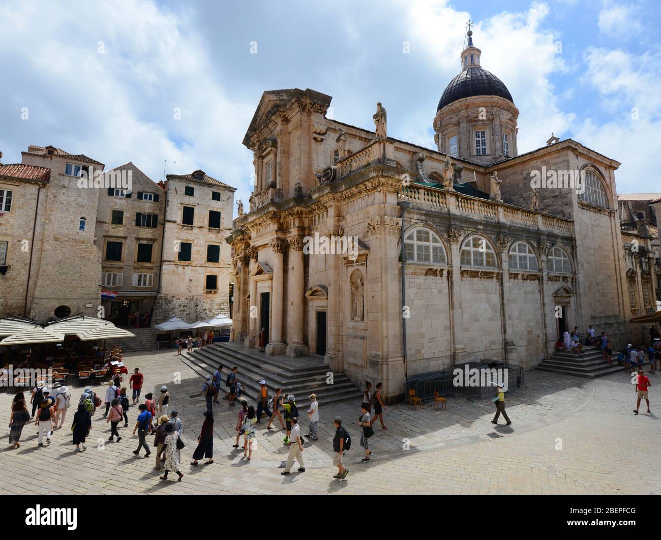 Kathedrale der Himmelfahrt der Jungfrau Maria in der Altstadt von Dubrovnik, Kroatien. Stockfoto