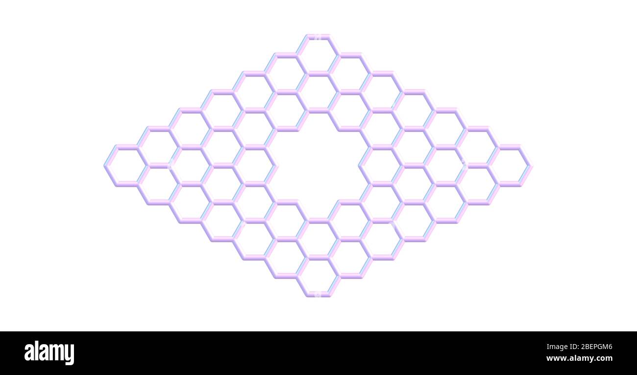 Pore in Graphen, einer Alotrope aus Kohlenstoff in Form eines zweidimensionalen, atomaren, sechseckigen Gitters, in dem ein Atom jeden Scheitelpunkt bildet Stockfoto