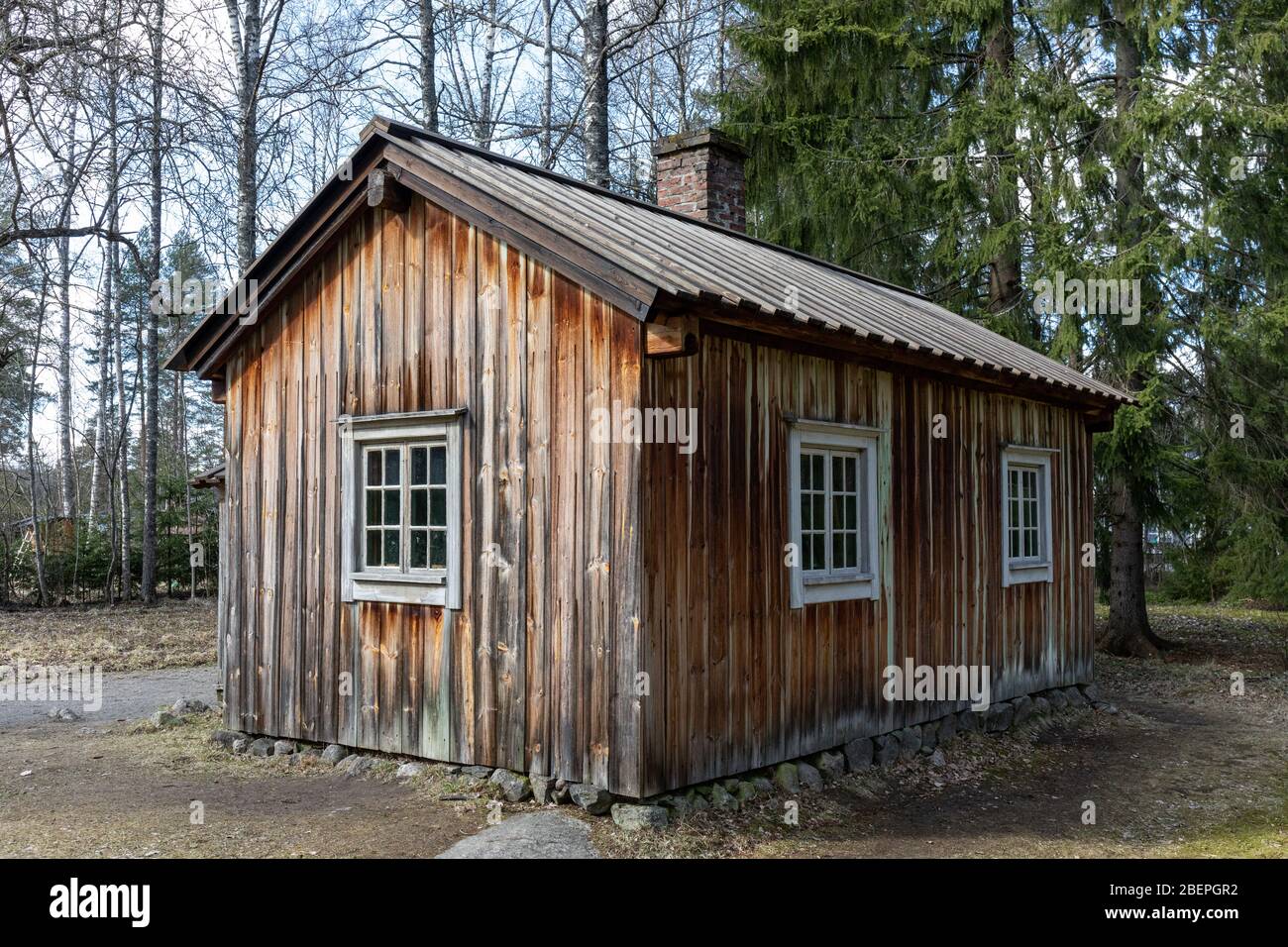Ferienhaus, in dem Aleksis Kivi, finnischer Autor, im Jahr 1872 im Alter von 38 Jahren in Armut starb. Tuusula, Finnland. Stockfoto