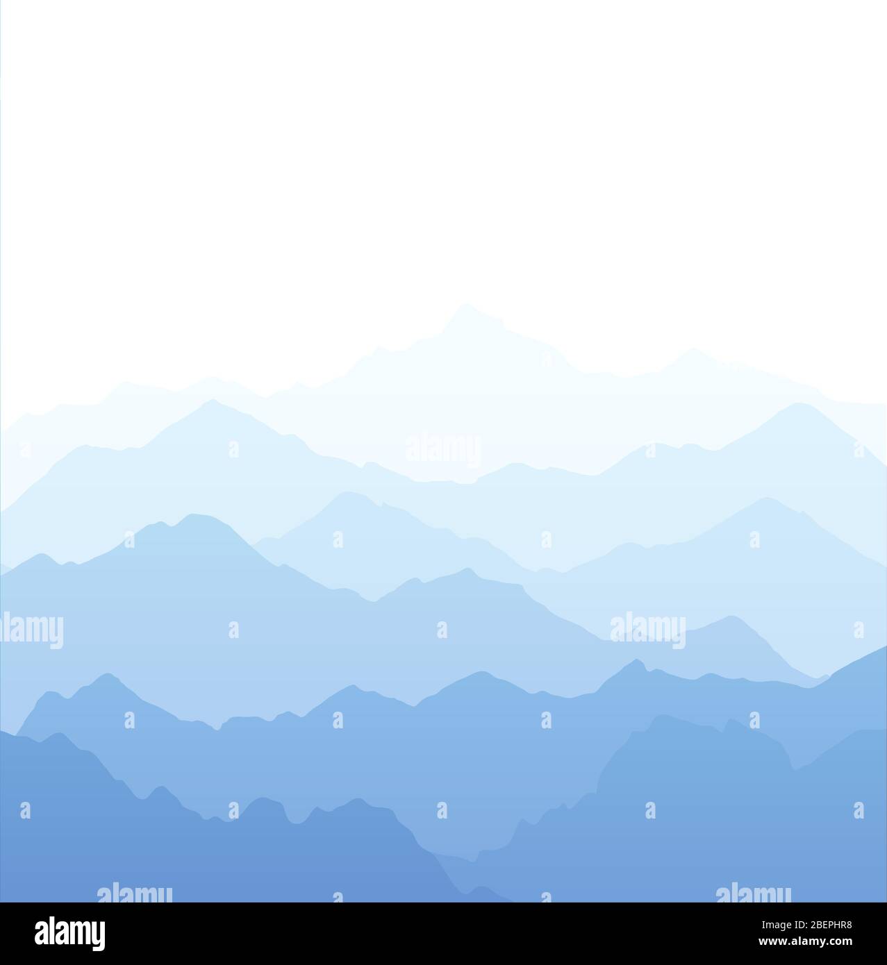 Vektor-Illustration von schönen hellblauen Berglandschaft mit Nebel - Sonnenaufgang Sonnenaufgang und Sonnenuntergang in den Bergen Stock Vektor