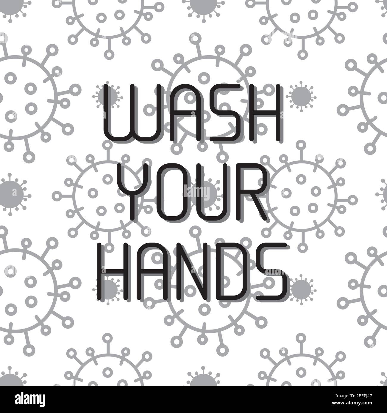 Waschen Sie Ihre Hand Konzept. Handgezeichnete Vektorbeschriftungen. Virus Corona auf dem Hintergrund. Coronavirus Kampagne Wash your Hand Concept. Vektorgrafik Stock Vektor