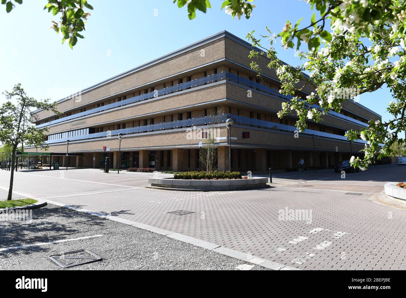 Milton Keynes Center MK-Shops Eingang Bürgerbüros Bibliothek Stockfoto