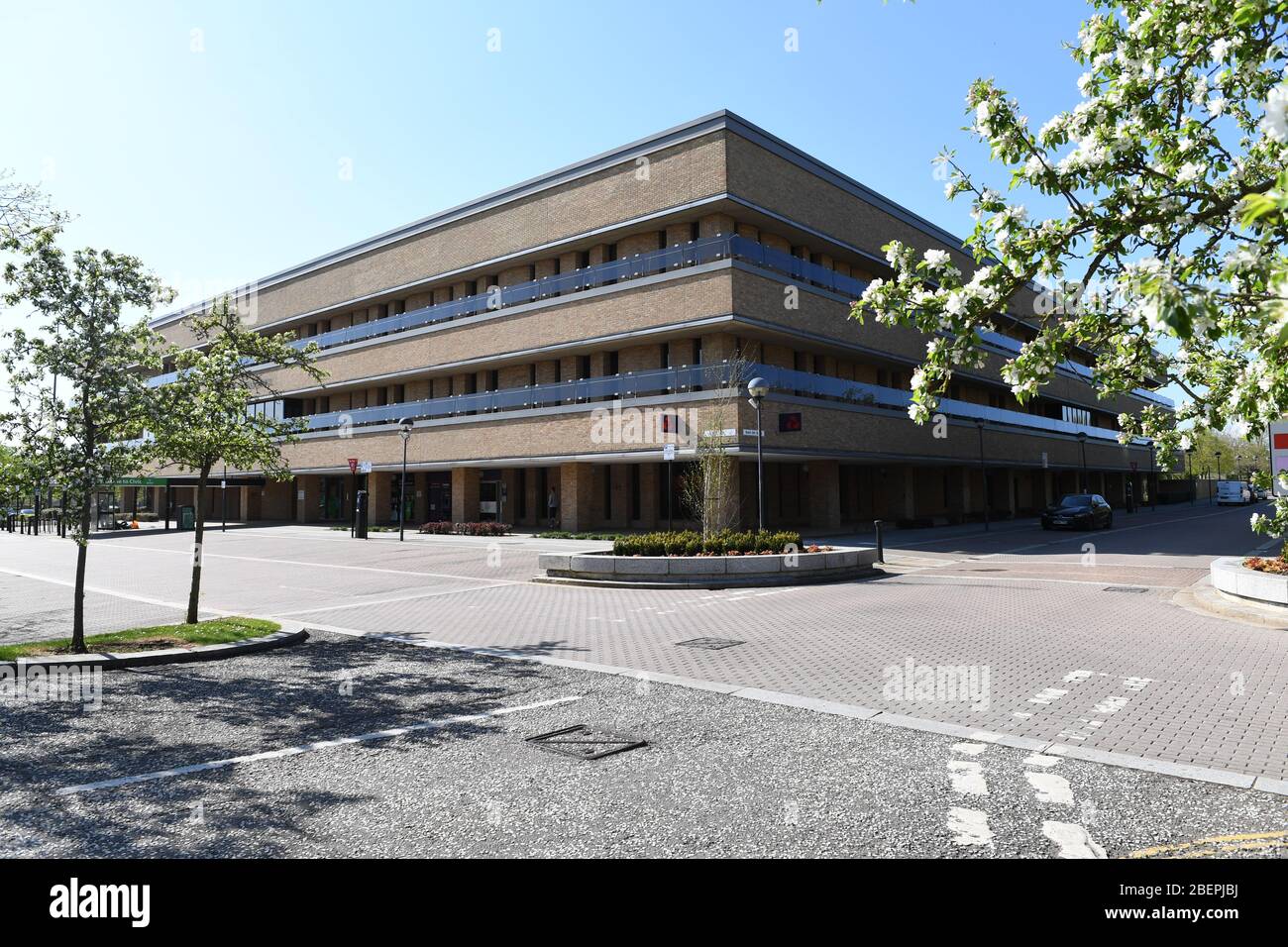 Milton Keynes Center MK-Shops Eingang Bürgerbüros Bibliothek Stockfoto