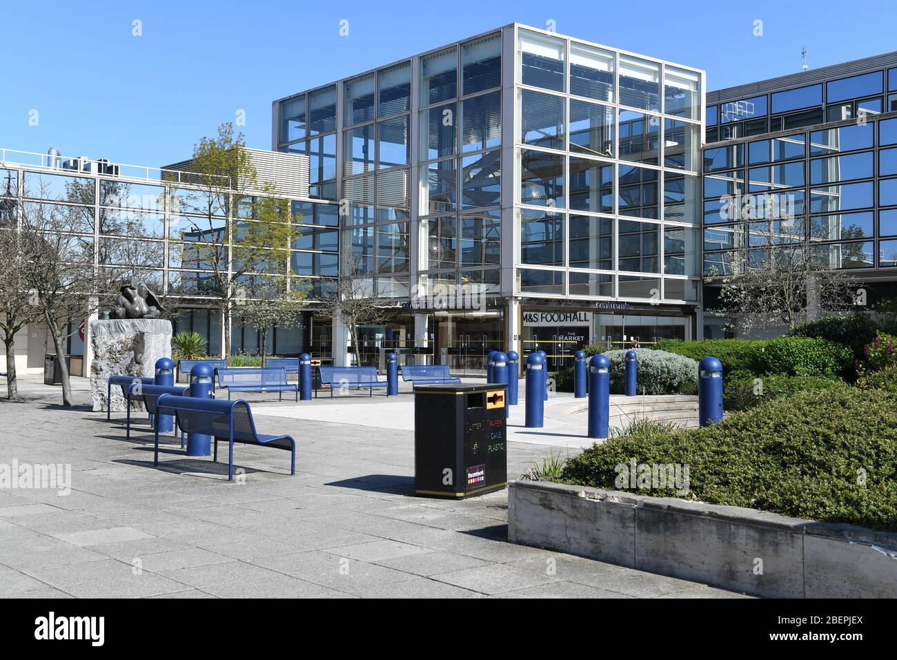 Milton Keynes Center MK-Shops Eingang Bürgerbüros Bibliothek Stockfoto