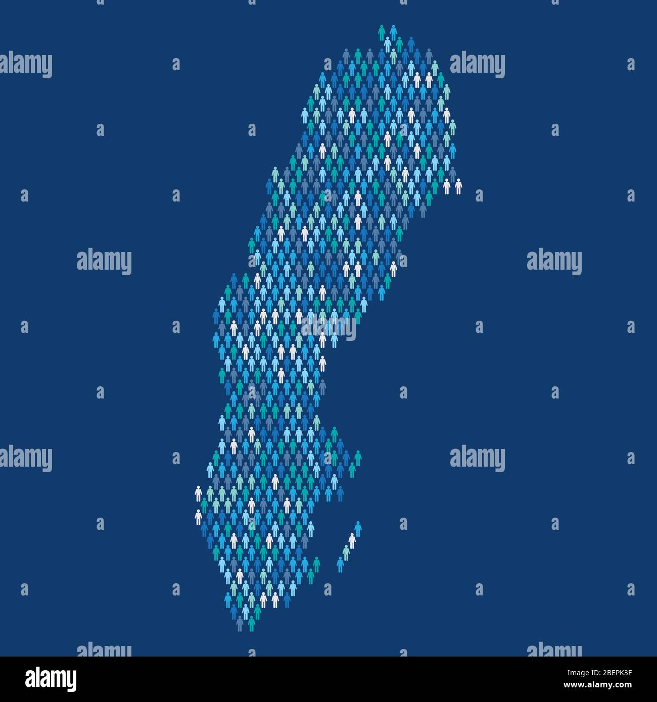 Infografik zur Bevölkerung in Schweden. Karte aus Stick Figur Menschen gemacht Stock Vektor