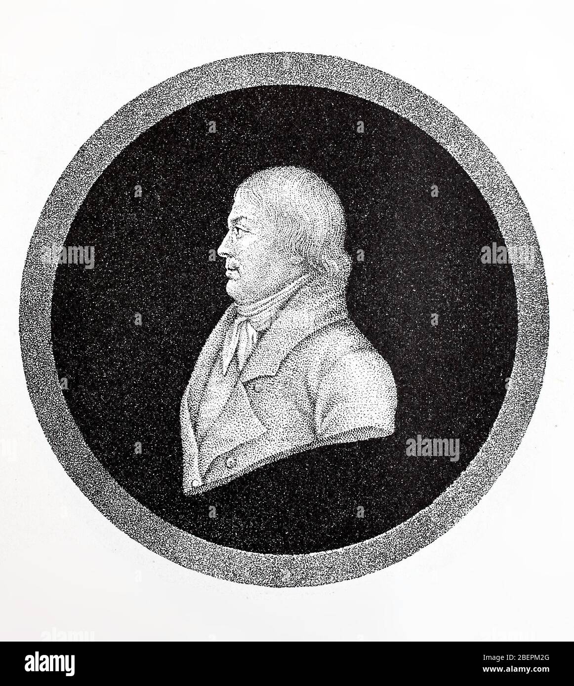 Franz Anton Mesmer, Friedrich Anton Mesmer, 23. Mai 1734 - 5. März 1815, war zunächst Arzt in Wien, führte dann Magnetkuren durch und gründete Tiermagnetismus, auch Mesmerismus genannt / Franz Anton Mesmer, Friedrich Anton Mesmer, 23. 1734. - 5. Mai. März 1815, war zuletzt Arzt in Wien, führte dann magnetische Kuren durch und begründete den Animalischen Magnetismus, auch Mesmerismus genannt, Historisch, digital verbesserte Reproduktion eines Originals aus dem 19. Jahrhundert / Digitale Reproduktion einer Originalvorlage aus dem 19. Jahrhundert Stockfoto