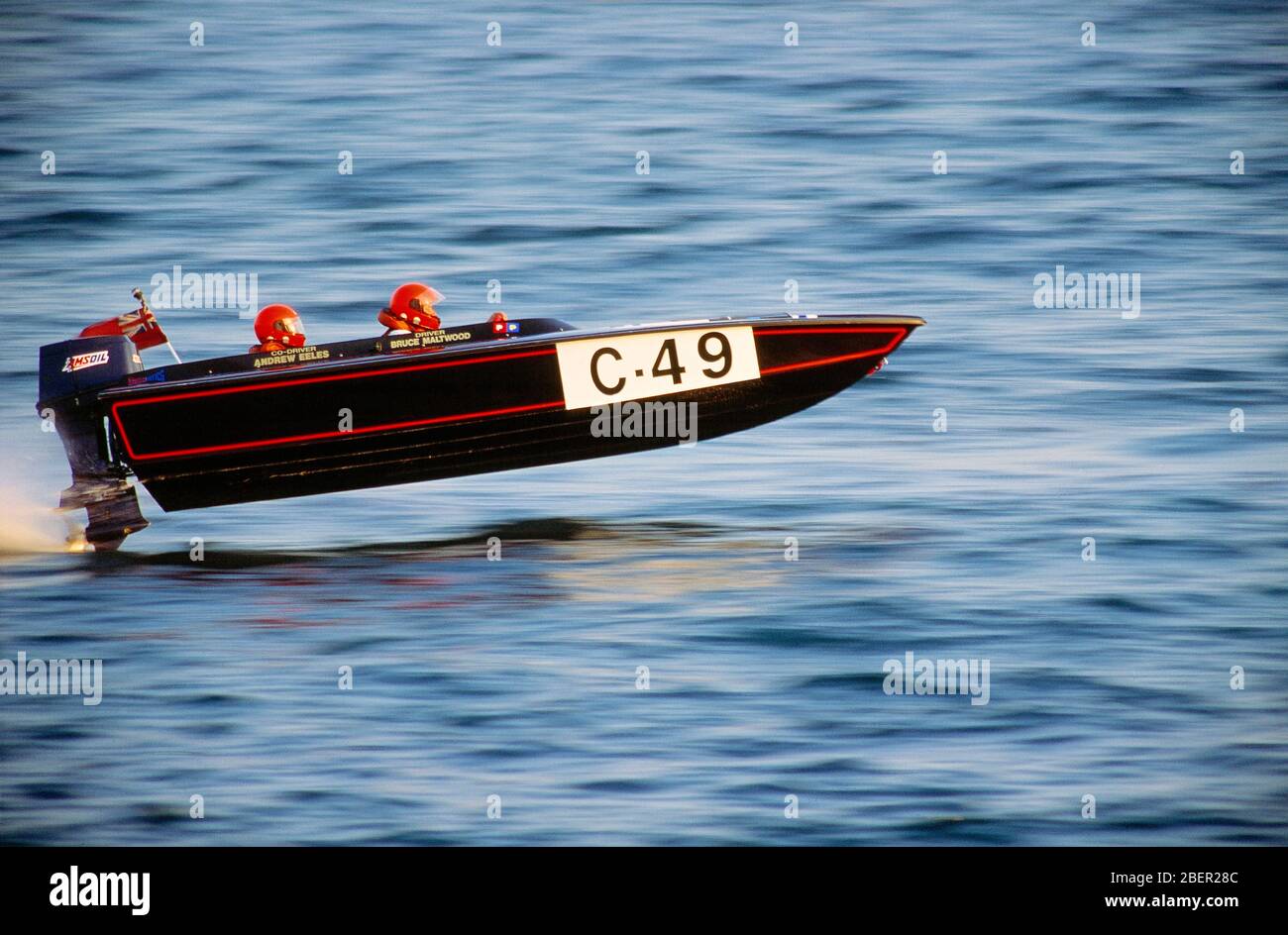 Motorbootrennen. Bruce Maltwood (Europameister und britischer Motorboot-Champion).1990er Jahre. Stockfoto