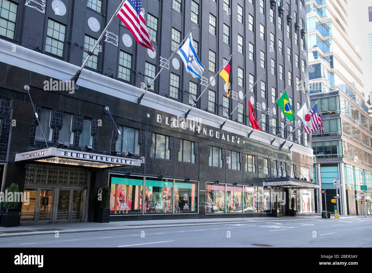 Bloomingdales an der 59th Street, während Coronavirus, New York City geschlossen. Stockfoto