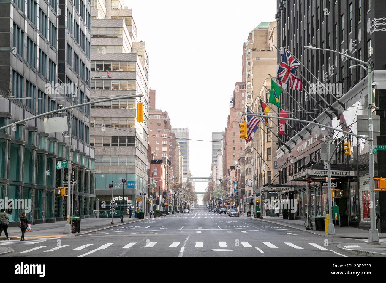 Lexington Avenue und 59th Street ohne Verkehr, New York City. Stockfoto