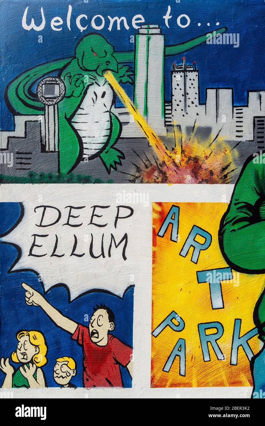 Dallas, Texas, USA. Street Art im Deep Ellum Viertel Stockfoto