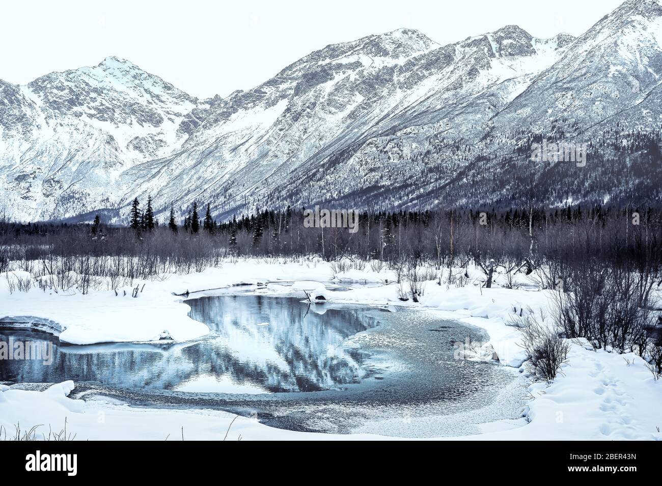 Friedliche Winterlandschaft in Alaska Stockfoto
